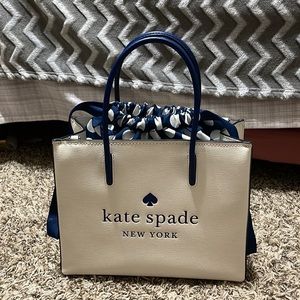 Kate Spade Handbag, crossbody, white and blue